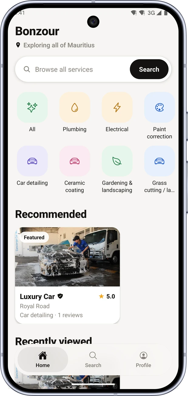 Booking a service in the MorisBook app
